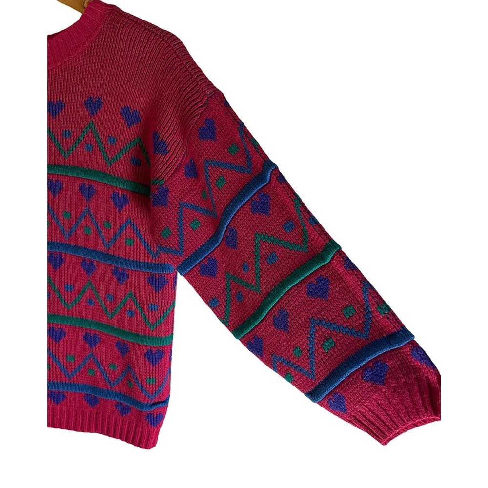 Merremont Knitwear Women’s Size Vintage Small Cropped Y2K 80s Heart Sweater - Picture 3 of 6